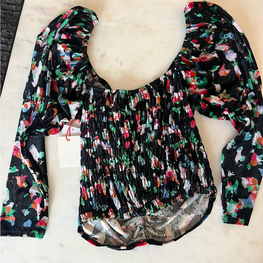 Open Edit Floral Ruched Top - Picture 5 of 5